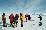 Photographing the photographer at the ceremonial South Pole