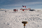 South Pole marker from 2004 - 2005, 2006 and Ceremonial Pole in background