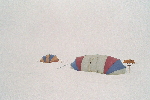 Tents at near-whiteout