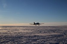 Basler (DC-3) taking off in Antarctica