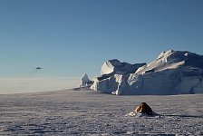 Basler (DC-3) taking off in Antarctica