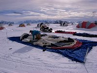 Setting up tent