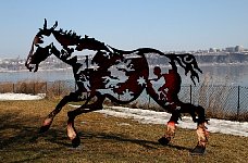 Quebec City river bank art - horse