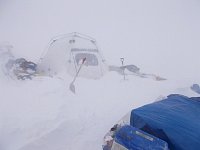 Tent in blizzard