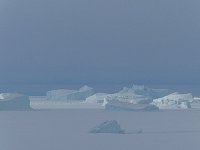 Icebergs spot lit by the sun