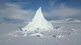 Drone shot of icebergs near Qaanaaq