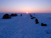 Sea ice camp sunset