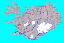 Route through Iceland