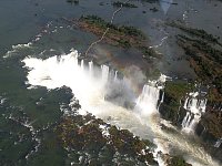 Iguazu waterfall rainbow from helicopter