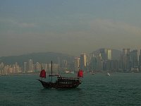 Hong Kong skyline with junk