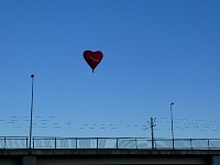 Heart-shaped balloon on its way