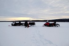 Ice fishing on Lake Inari