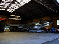 Floatplanes in hangar