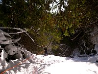 Ice canyoning rope at Jean-Larose Fall