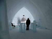 Ice hotel reception desk and me