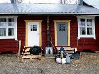 Luggage outside of guest house