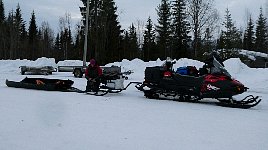 End of the trip for one of the snowmobiles