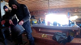 Inside the hunting cabin