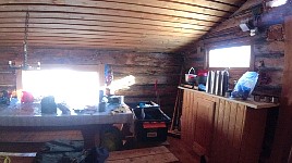 Inside the hunting cabin