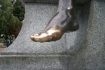 Worn foot of statue in Punta Arenas