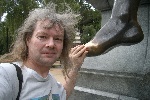 Rubbing the foot of statur  in Punta Arenas