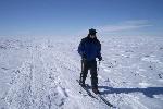 Trying to ski along the Marathon track