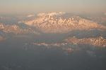 Evening sunlight over Andes, seen from plane