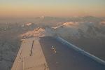 Evening sunlight over Andes, seen from plane