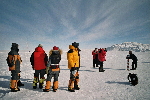 Photographing the photographer at the ceremonial South Pole
