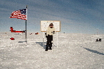 Me in fleece at the Geographic South Pole