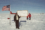 Me, leather jacket and GPS at the Geographic South Pole