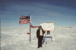 Me, leather jacket and GPS at the Geographic South Pole