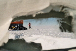 Looking through hole in crashed DC-6