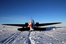 Basler (DC-3) taking off in Antarctica