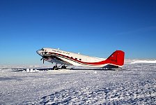 Basler (DC-3) taking off in Antarctica