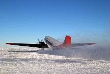 Basler (DC-3) taking off in Antarctica