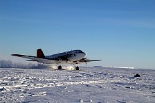 Basler (DC-3) taking off in Antarctica