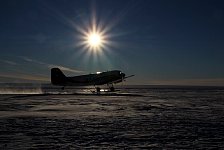 Basler (DC-3) taking off in Antarctica