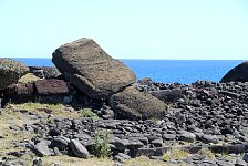 Toppled moai