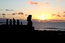 Moai at sunset