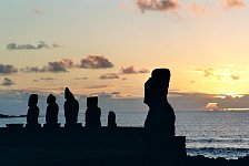 Moai at sunset