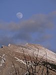 Moon over mountain near Banff