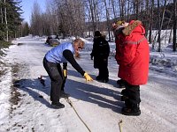 Kris explaining the dog sled