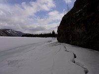 Cracked ice near the shore