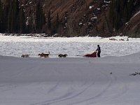 Kris mushing over jumbled ice