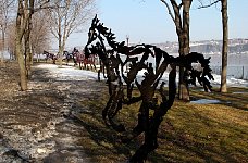 Quebec City river bank art - horses