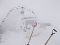 Tent in blizzard