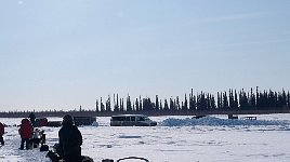Transport vehicles arriving