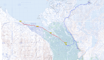Trail on topo map