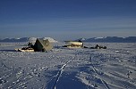 Boat and tent on ice